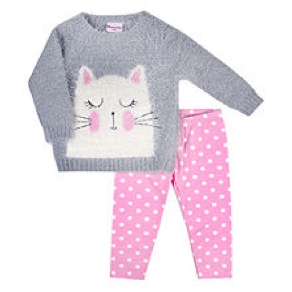 Nannette Kitty Cat Sweater & Polka Dot Leggings - Picture 1 of 2